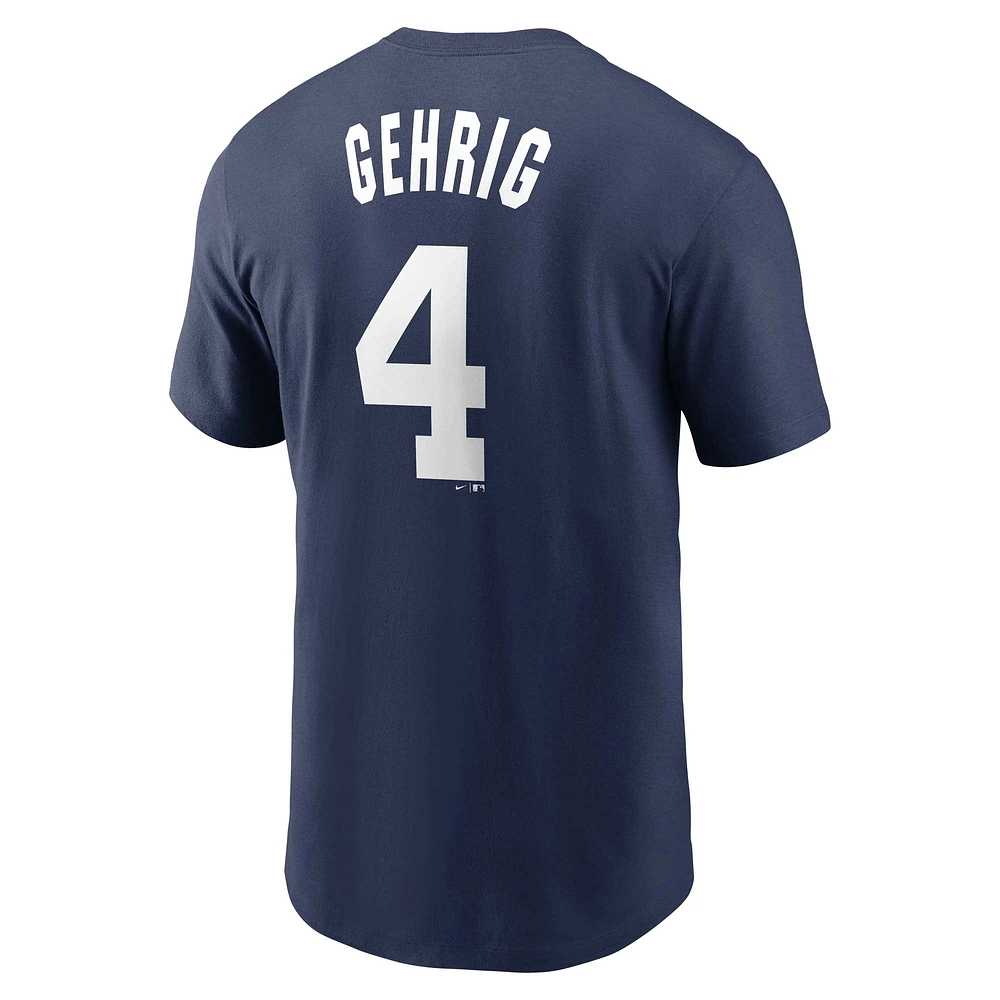 Men's Nike Lou Gehrig Navy New York Yankees Cooperstown Collection Fuse Name & Number T-Shirt