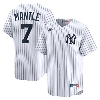 Maillot Nike Mickey Mantle blanc pour homme, collection limitée New York Yankees, modèle rétro Cooperstown
