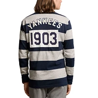 Polo de rugby à manches longues pour homme Ralph Lauren bleu marine/gris chiné des Yankees New York