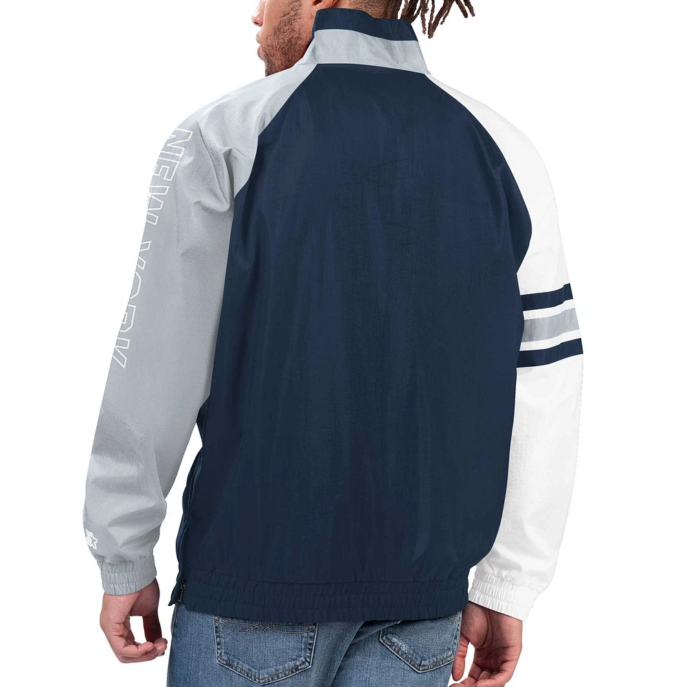Men's Starter Navy/Gray New York Yankees Elite Raglan Half-Zip Jacket