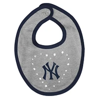 Newborn  Navy New York Yankees Fan Cheer Bodysuit, Bib & Bootie Set