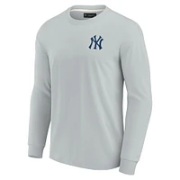 T-shirt unisexe Fanatics gris New York Yankees Elements super doux à manches longues
