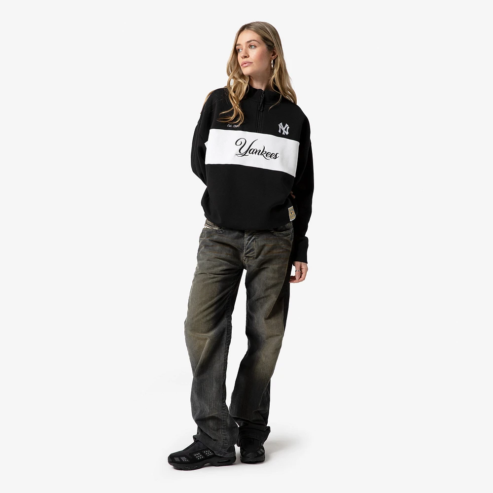 Women's Mitchell & Ness Black New York Yankees Quarter-Zip Pullover Top
