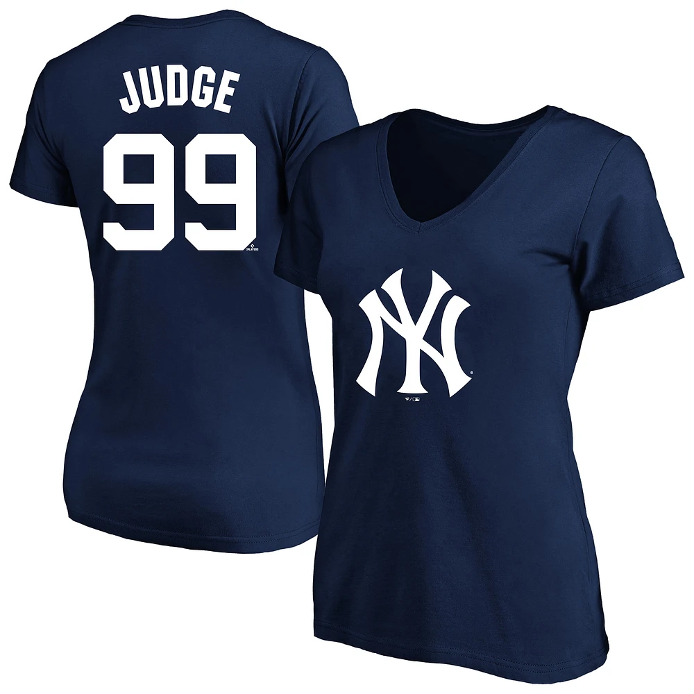Women's Profile Aaron Judge Navy New York Yankees Plus Name & Number V-Neck T-Shirt