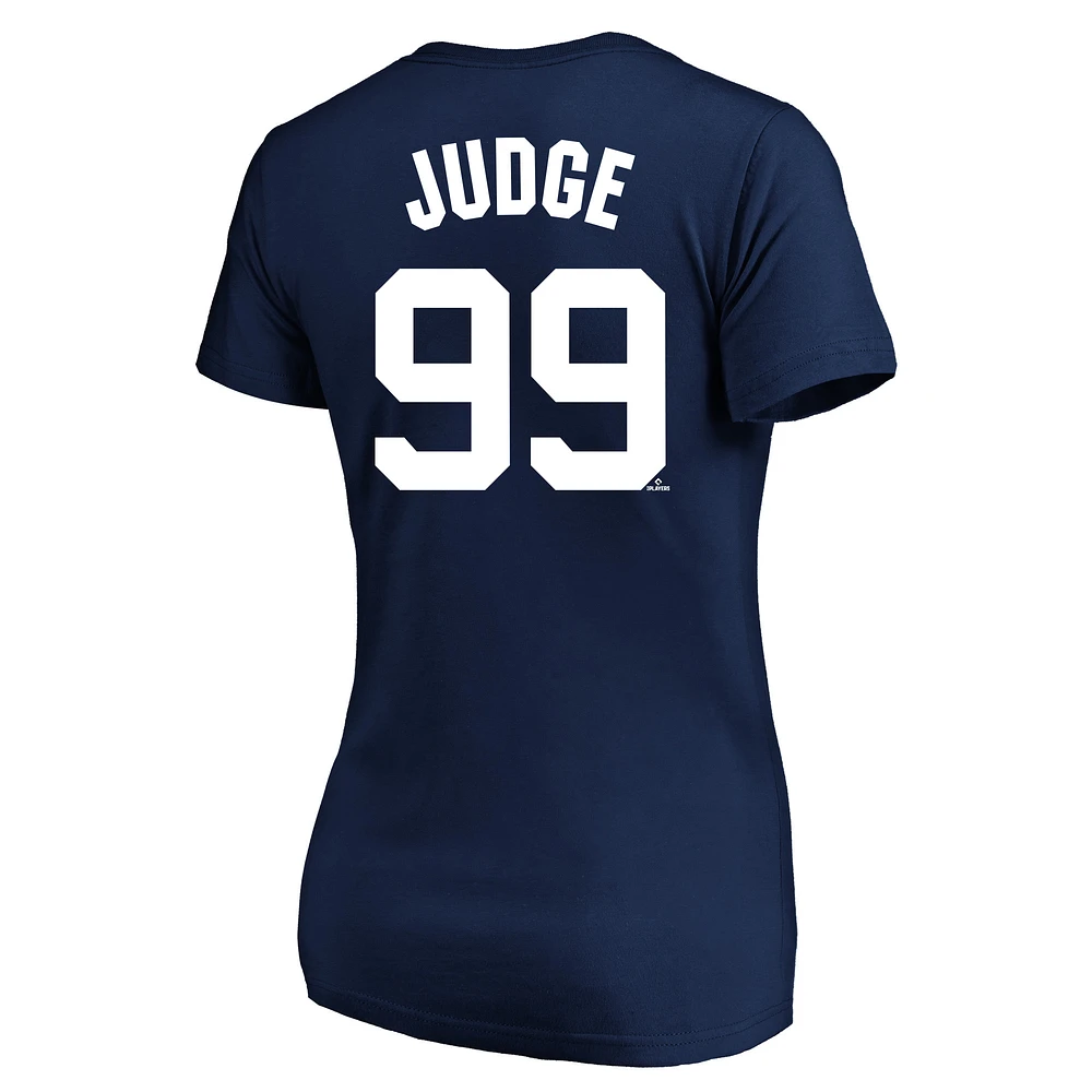 Women's Profile Aaron Judge Navy New York Yankees Plus Name & Number V-Neck T-Shirt