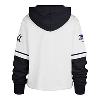 Women's '47 White New York Yankees Trifecta Shortstop Cropped Pullover Hoodie