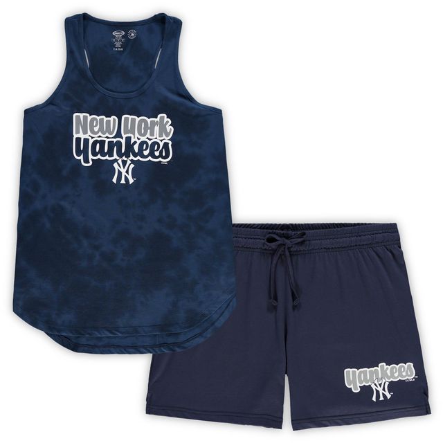 Ensemble de nuit Concepts Sport New York Yankees pour femmes, débardeur et short Cloud, grande taille, bleu marine