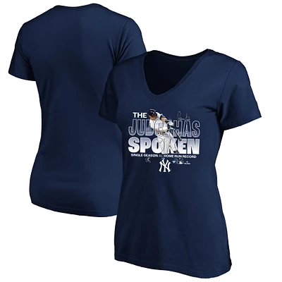 Fanatics pour femmes Aaron Judge Navy New York Yankees American League Home Run Record T-shirt à col en V grande taille