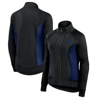 Women's Fanatics Black New York Yankees Studio Fitted Full-Zip Gym Track Jacket