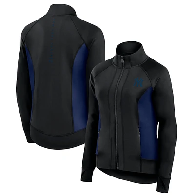 Women's Fanatics Black New York Yankees Studio Fitted Full-Zip Gym Track Jacket