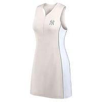 Women's Fanatics Cream New York Yankees Studio Boost Athletic Half-Zip Dress