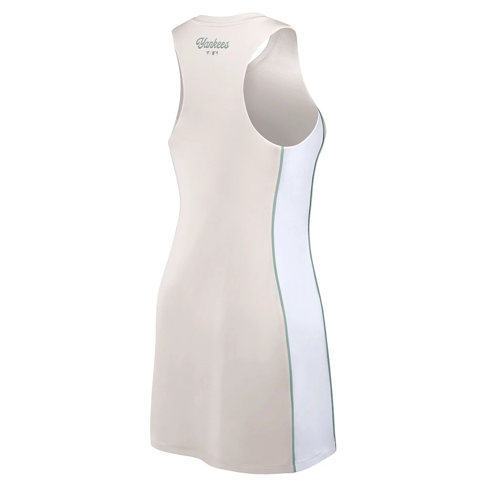 Women's Fanatics Cream New York Yankees Studio Boost Athletic Half-Zip Dress
