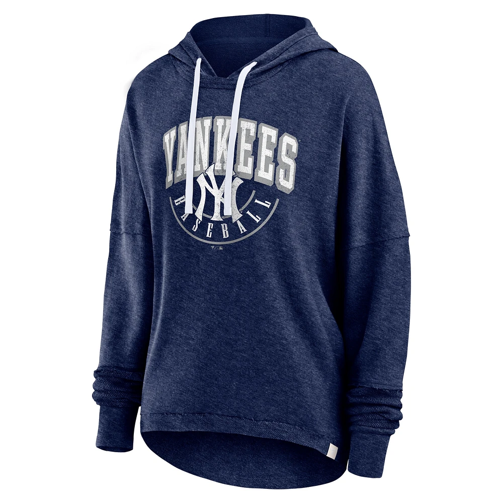 Women's Fanatics Heather Navy New York Yankees Luxe Pullover Hoodie