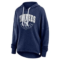 Women's Fanatics Heather Navy New York Yankees Luxe Pullover Hoodie