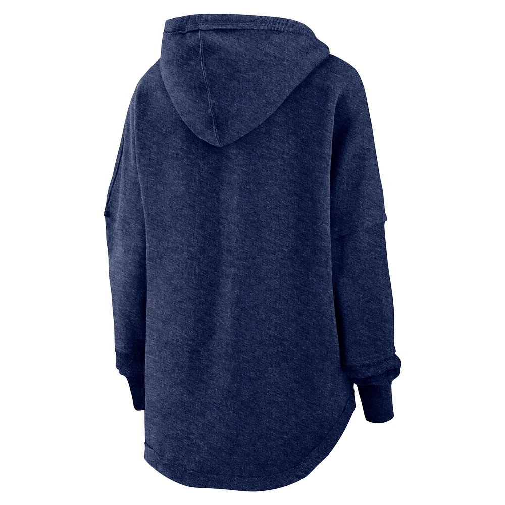 Women's Fanatics Heather Navy New York Yankees Luxe Pullover Hoodie