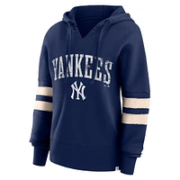 Women's Fanatics Navy New York Yankees Bold Move Notch Neck High Hip Hoodie