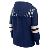 Women's Fanatics Navy New York Yankees Bold Move Notch Neck High Hip Hoodie