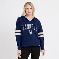 Women's Fanatics Navy New York Yankees Bold Move Notch Neck High Hip Hoodie