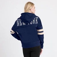 Women's Fanatics Navy New York Yankees Bold Move Notch Neck High Hip Hoodie