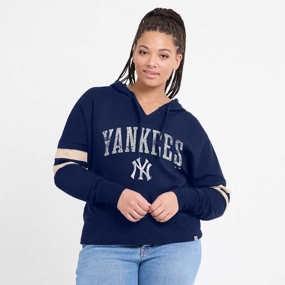 Women's Fanatics Navy New York Yankees Bold Move Notch Neck High Hip Hoodie