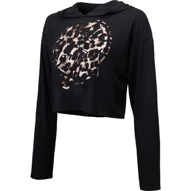 Majestic Threads Sweat à capuche court léopard noir New York Yankees pour femme