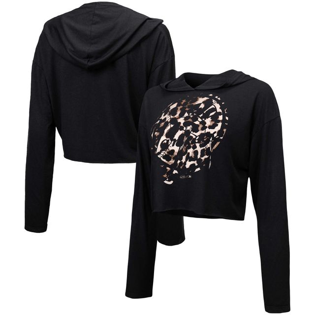 Majestic Threads Sweat à capuche court léopard noir New York Yankees pour femme
