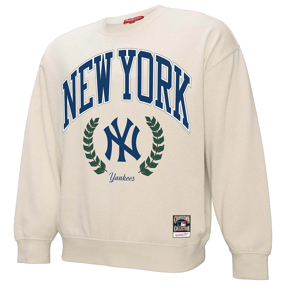 Women's Mitchell & Ness Cream New York Yankees Cooperstown Collection Laurel Pullover Sweatshirt