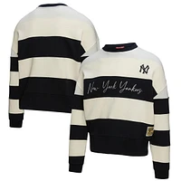 Women's Mitchell & Ness  Gray/Black New York Yankees Cooperstown Collection Blocked Fleece Pullover Sweatshirt