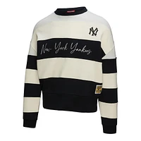 Women's Mitchell & Ness  Gray/Black New York Yankees Cooperstown Collection Blocked Fleece Pullover Sweatshirt