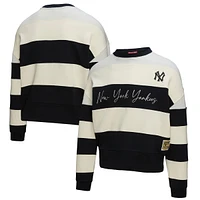 Women's Mitchell & Ness  Gray/Black New York Yankees Cooperstown Collection Blocked Fleece Pullover Sweatshirt