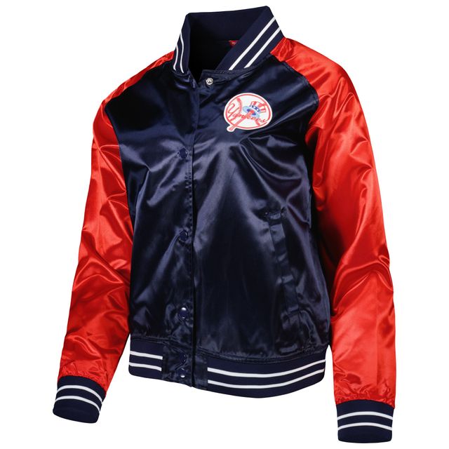 Veste pour femme Mitchell & Ness Navy New York Yankees Team 2.0 Satin Raglan Full-Snap