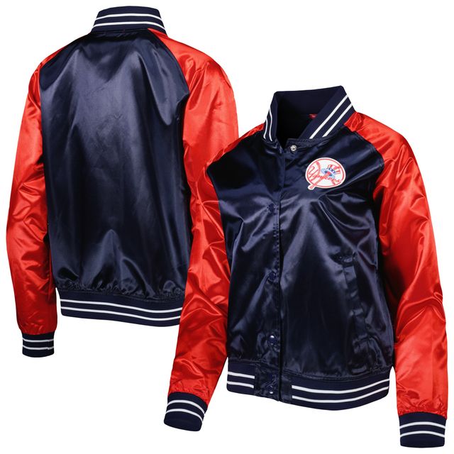 Veste pour femme Mitchell & Ness Navy New York Yankees Team 2.0 Satin Raglan Full-Snap