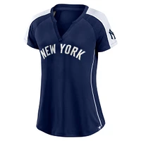 Women's Navy/White New York Yankees True Classic League Diva Pinstripe Raglan V-Neck T-Shirt