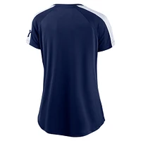 Women's Navy/White New York Yankees True Classic League Diva Pinstripe Raglan V-Neck T-Shirt