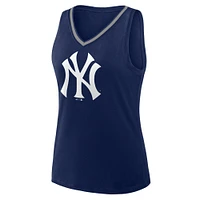 Women's  Navy New York Yankees Plus Sized Stellar Win V-Neck Tank Top