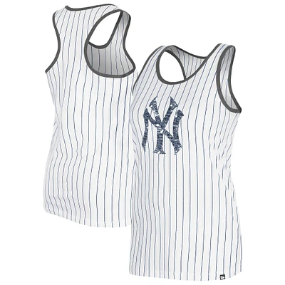 Débardeur à fines rayures Gameday New Era blanc pour femme des Yankees de York