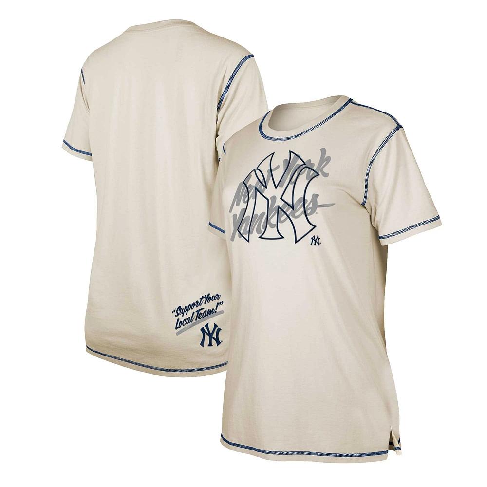 T-shirt fendu New Era blanc des York Yankees Team pour femme