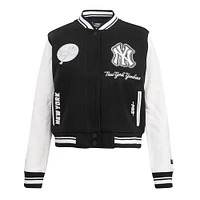 Women's Pro Standard Black New York Yankees Pearls Rib Wool Full-Zip Varsity Jacket