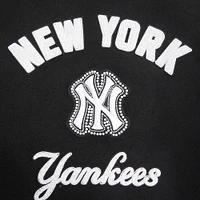 Women's Pro Standard Black New York Yankees Pearls Rib Wool Full-Zip Varsity Jacket