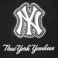 Women's Pro Standard Black New York Yankees Pearls Rib Wool Full-Zip Varsity Jacket