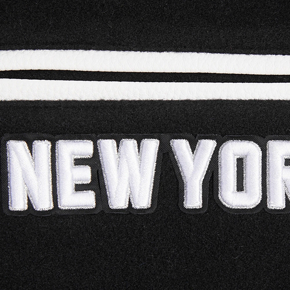 Women's Pro Standard Black New York Yankees Pearls Rib Wool Full-Zip Varsity Jacket