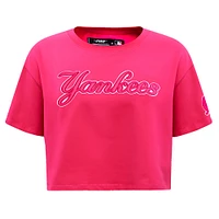 Women's Pro Standard Pink New York Yankees Triple Boxy Cropped T-Shirt