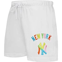 Women's Pro Standard  White New York Yankees Washed Neon Shorts