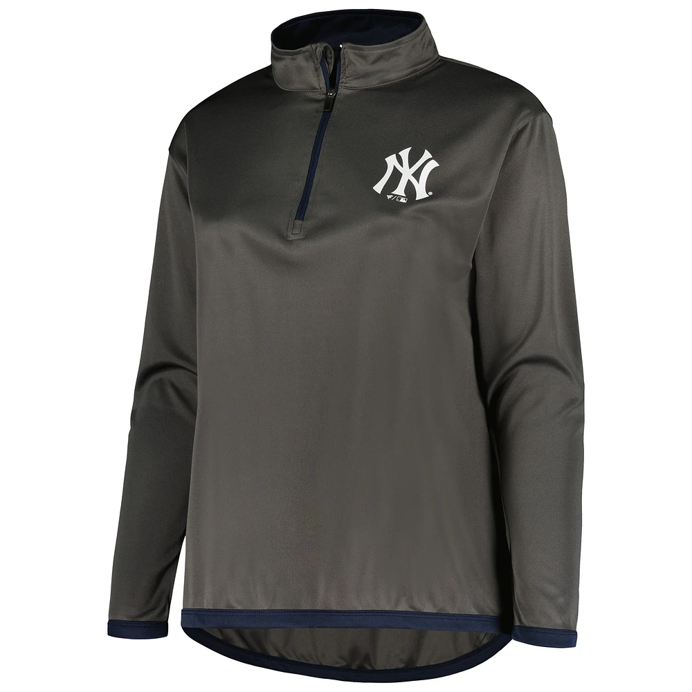 Women's Profile Charcoal New York Yankees Plus Quarter-Zip Jacket