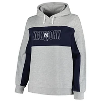 Women's Profile Heather Gray New York Yankees Plus Pullover Jersey Hoodie
