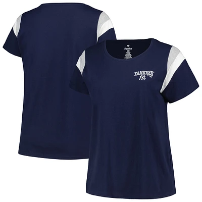 T-shirt à encolure dégagée grande taille Profile pour femmes, New York Yankees, bleu marine