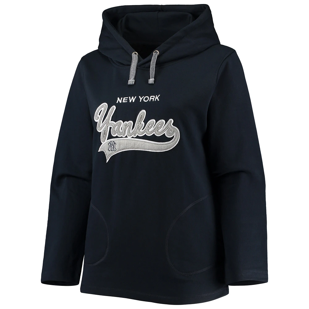 Women's Soft as a Grape Navy New York Yankees Plus Side Split Pullover Hoodie