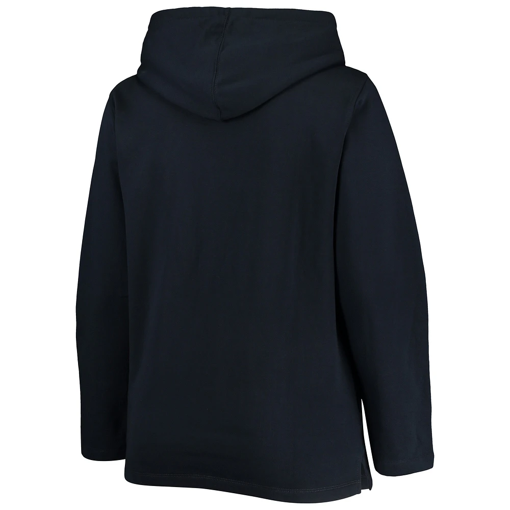 Women's Soft as a Grape Navy New York Yankees Plus Side Split Pullover Hoodie