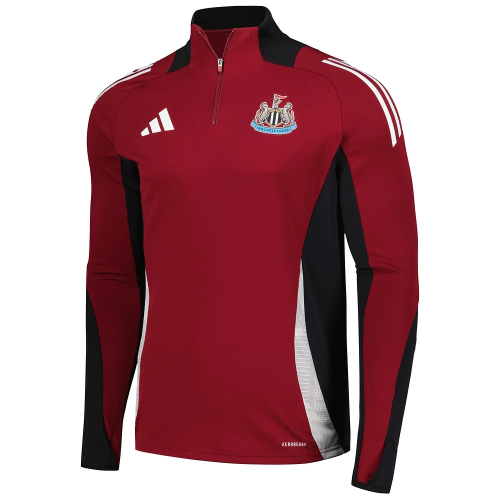 Men's adidas Burgundy Newcastle United 2024/25 AEROREADY Raglan Quarter-Zip Training Top