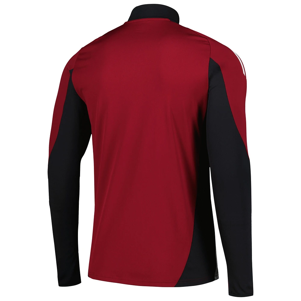 Men's adidas Burgundy Newcastle United 2024/25 AEROREADY Raglan Quarter-Zip Training Top